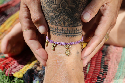 Brass Anklet - Bohemian - Lilac / B6