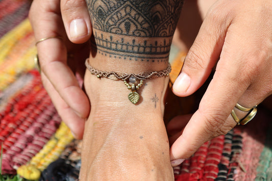 Brass Anklet - Little Soul - Beige / B5 / Labradorite