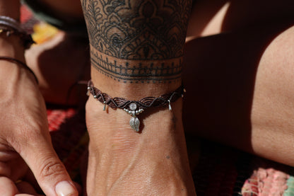 Silver Anklet - Bohemian - Brown / S23 / Moonstone
