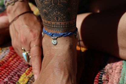 Silver Anklet - Bohemian - Blue / S
