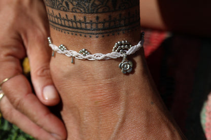 Silver Anklet - Bohemian - White / S25