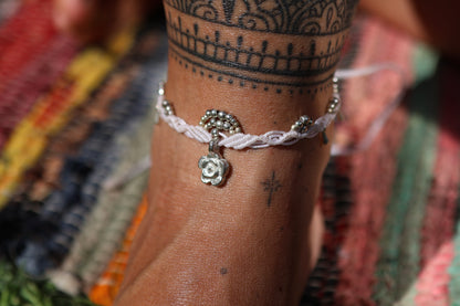 Silver Anklet - Bohemian - White / S25