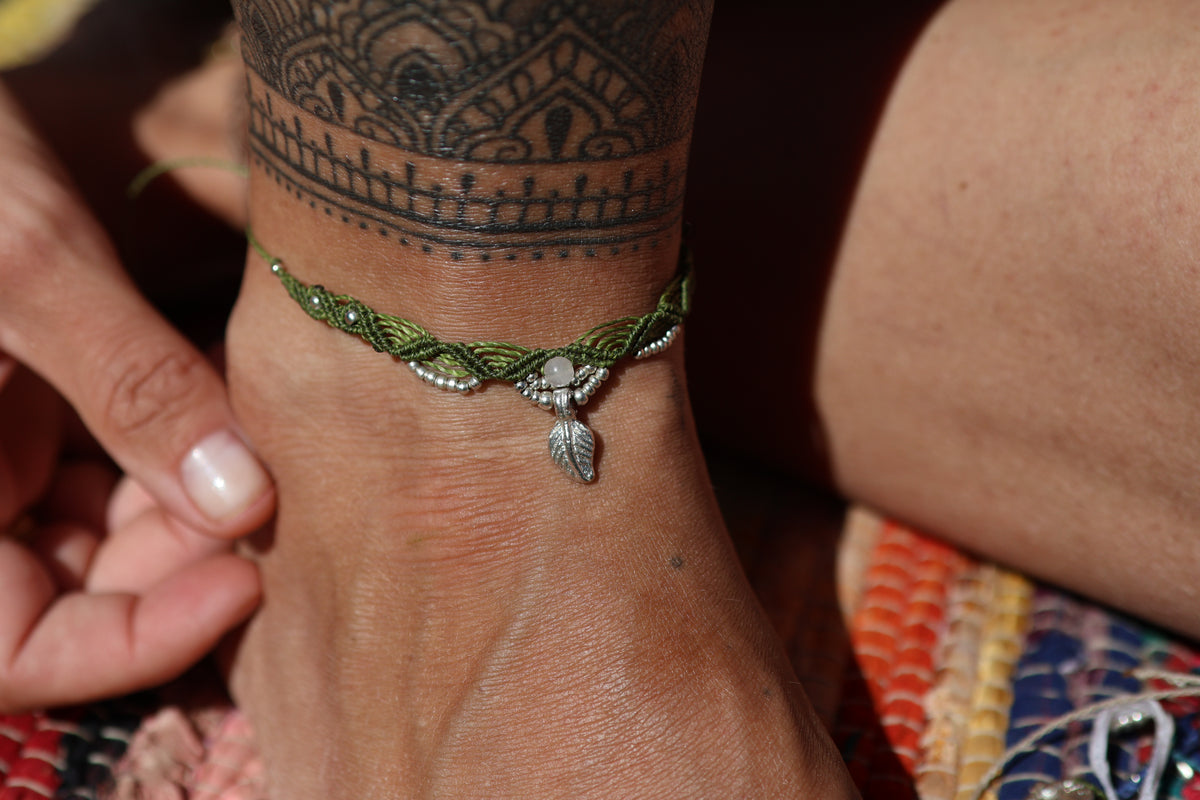 Silver Anklet - Little Soul - Moss Green / S23