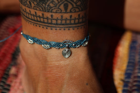 Silver Anklet - Bohemian - White / S22