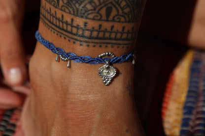 Silver Anklet - Bohemian - Dark Blue / S5